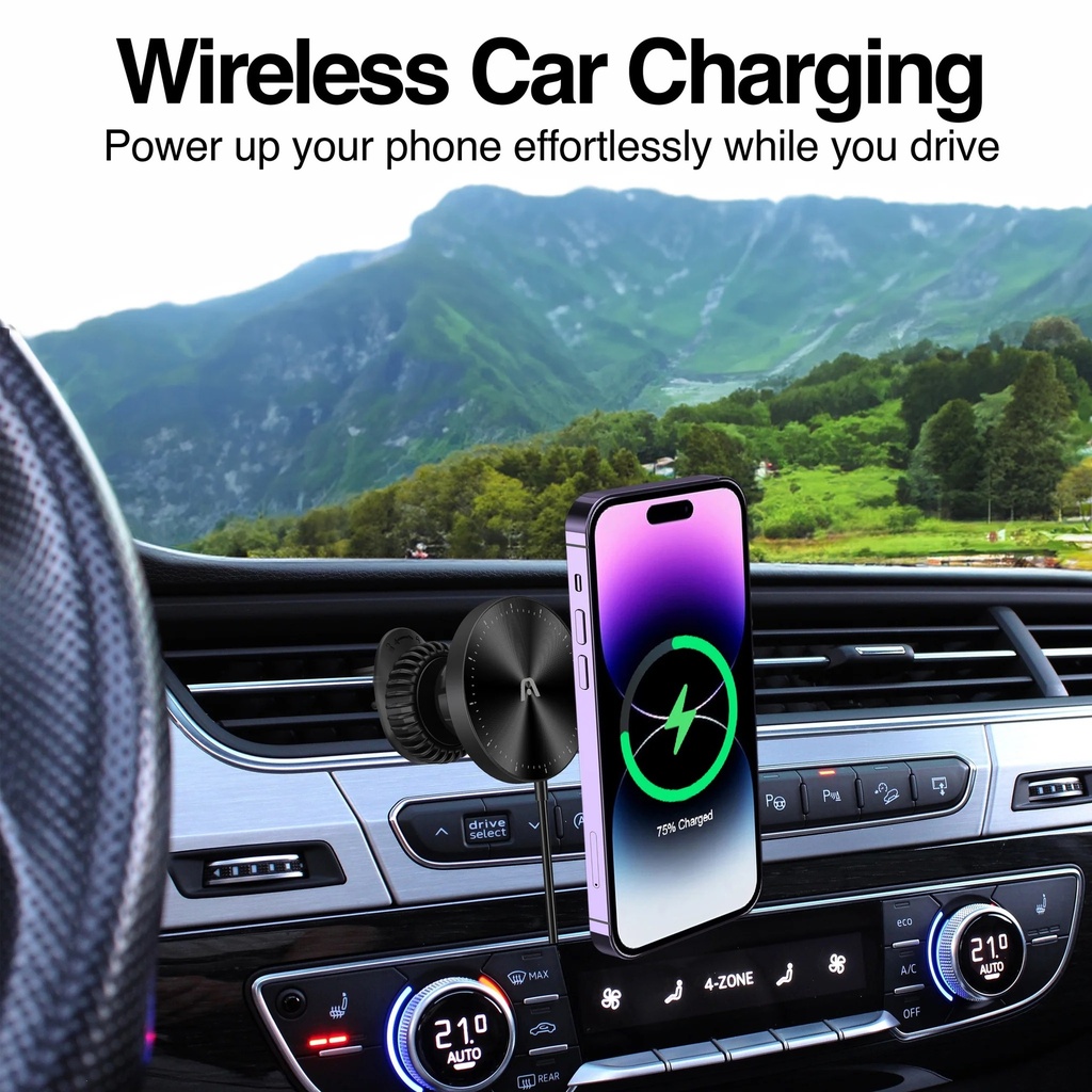 Soporte Magnético para Auto M4 con Carga Inalámbrica de 15W de ArgomTech