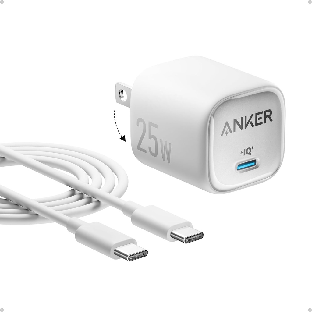CARGADOR ANKER 25W + CABLE  TIPO C CARGA SUPER RAPIDA