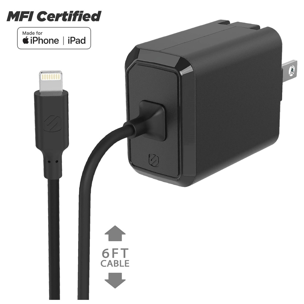  CARGADOR SCOSCHE 18W CARGA RAPIDA + CABLE INCLUIDO LIGHTNING/TIPO C