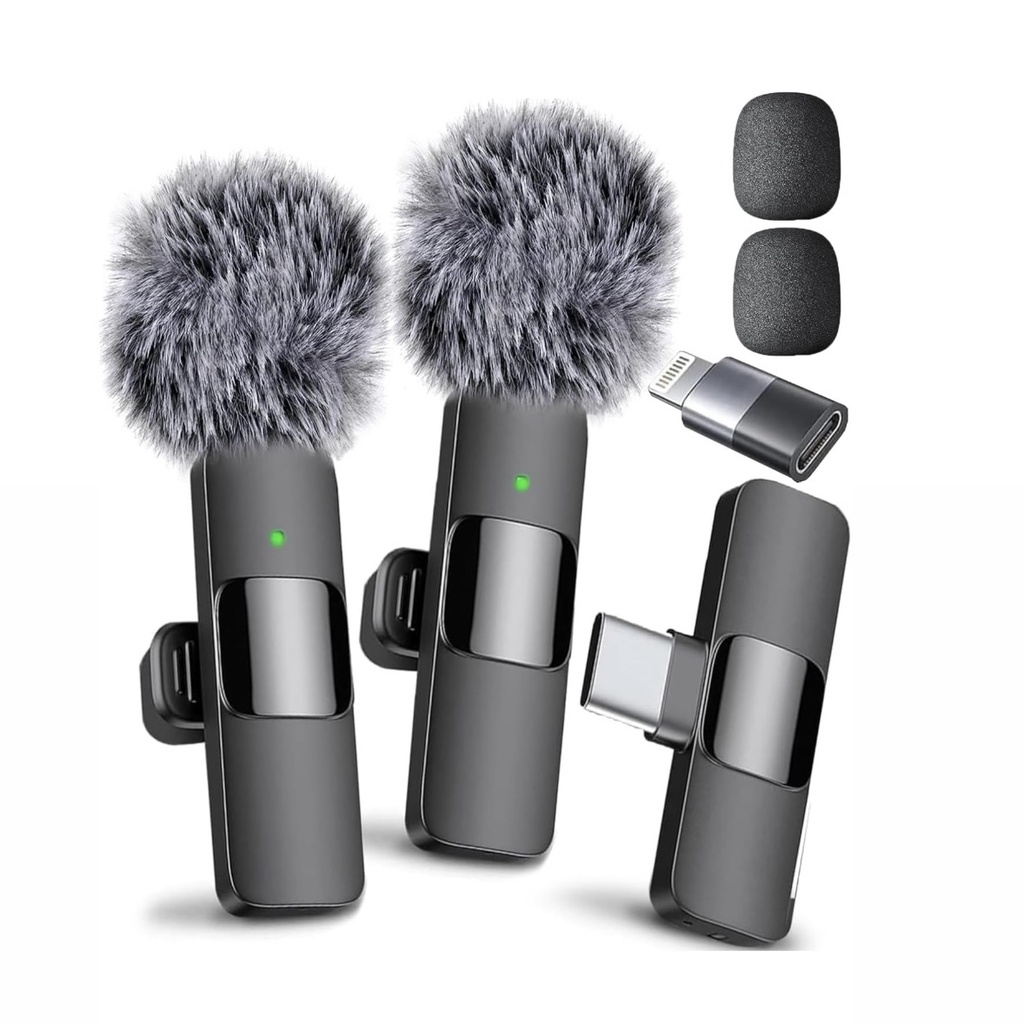 Micrófono inalámbrico para iPhone, iPad, Android,  para grabación de video, paquete de 2 mic , grabación cristalina con USB-C para podcast