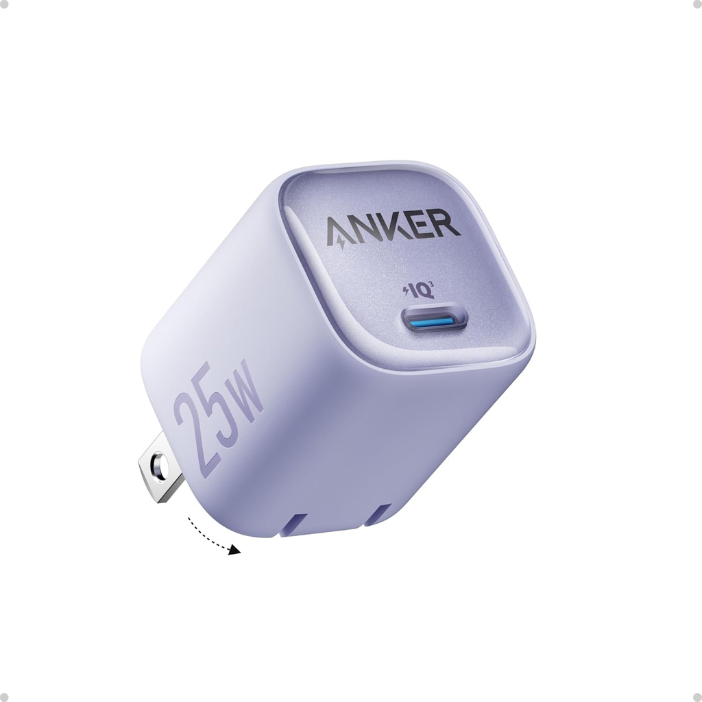 CARGADOR ANKER 25W NANO TIPO C CARGA SUPER RAPIDA IQ PURPURA