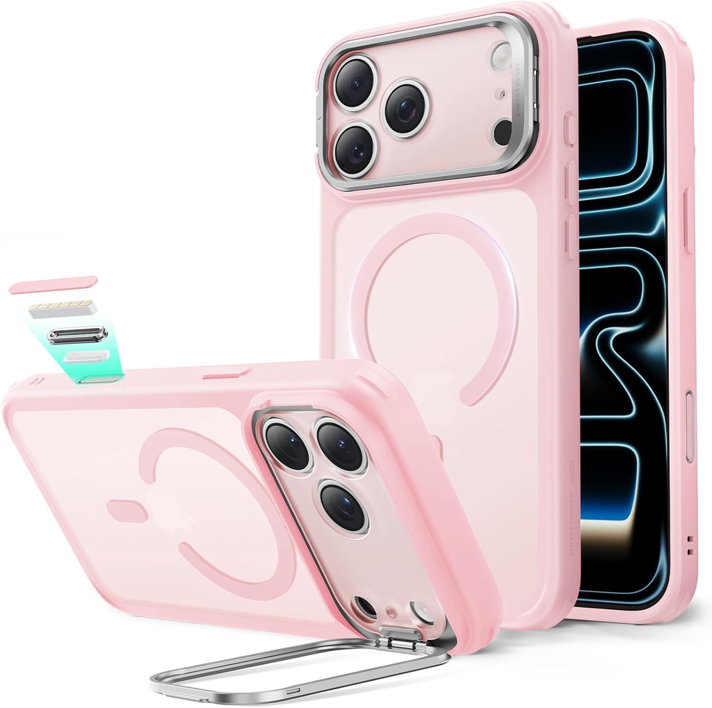 CASE MAG SAFE ESR  iPhone 17 Pro Max con soporte de almacenamiento, cubierta de control de cámara PINK 