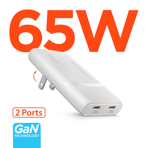 CARGADOR HYPERGEAR  65W SPEEDBOOST DUAL TIPO C GAN 