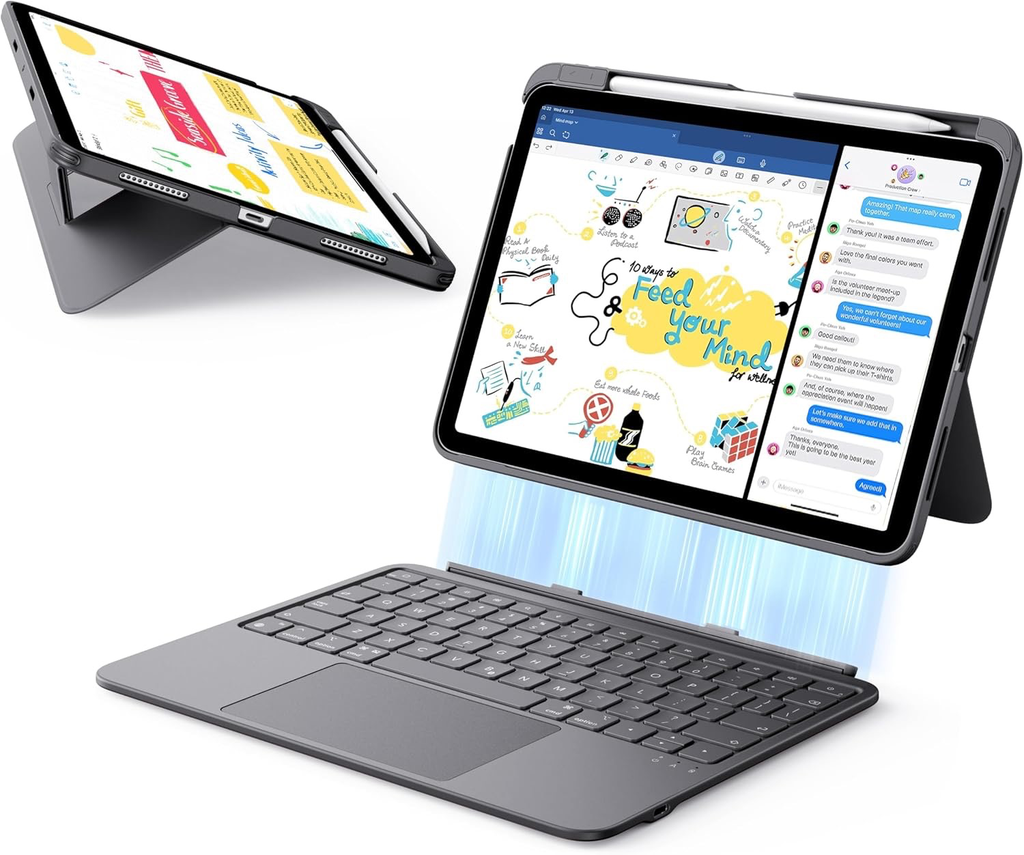 TECLADO + CASE ESR IPAD(A16) de 11ª/10ª GEN + TRACK PAD