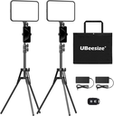 UBeesize Paquete de 2 luces LED de video, iluminación de fotografía, luces de estudio de 13 pulgadas con soporte de trípode de 65"  para teléfono, iluminación de podcast
