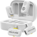 Micrófono inalámbrico Hollyland Lark A1 Mini para iPhone y Android,  Cancelación Inteligente de Ruido de 3 Niveles, Micrófono para YouTube, Podcast, (Blanco, 2TX + 2RX + Estuche)