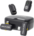 Micrófono inalámbrico Hollyland Lark A1 Mini para iPhone y Android,  Cancelación Inteligente de Ruido de 3 Niveles, Micrófono para YouTube, Podcast, (NEGRO, 2TX + 2RX + Estuche)