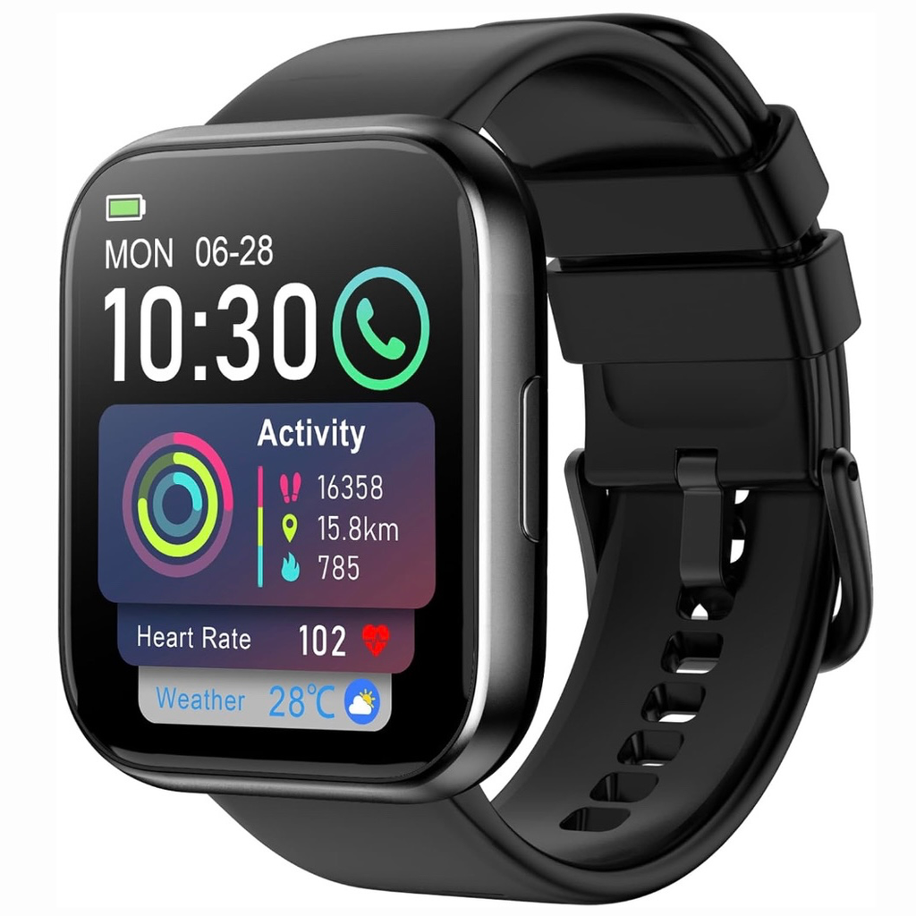 SMARTWATCH 1.85 pulgadas, HD 2026, actualizado, rastreador de actividad física, Bluetooth, llamadas y texto, con batería de 7 días, 5 ATM, monitor de sueño de frecuencia cardíaca NEGRO