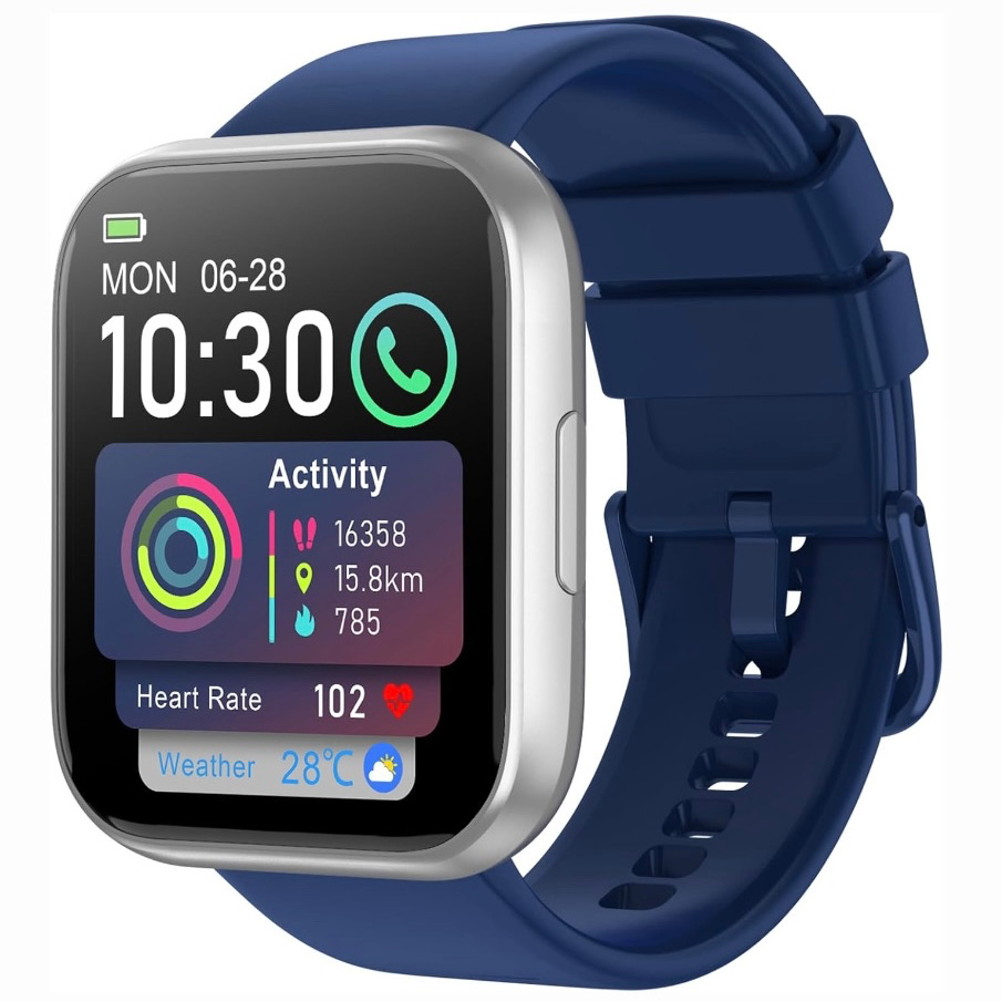 SMARTWATCH 1.85 pulgadas, HD 2026, actualizado, rastreador de actividad física, Bluetooth, llamadas y texto, con batería de 7 días, 5 ATM, monitor de sueño de frecuencia cardíaca AZUL