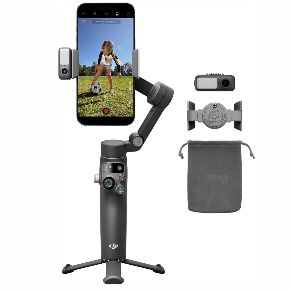 DJI Osmo Mobile 8 estabilizador de cardán para teléfono, estabilización de | Seguimiento nativo de IA con audio e iluminación, rotación panorámica de 360°