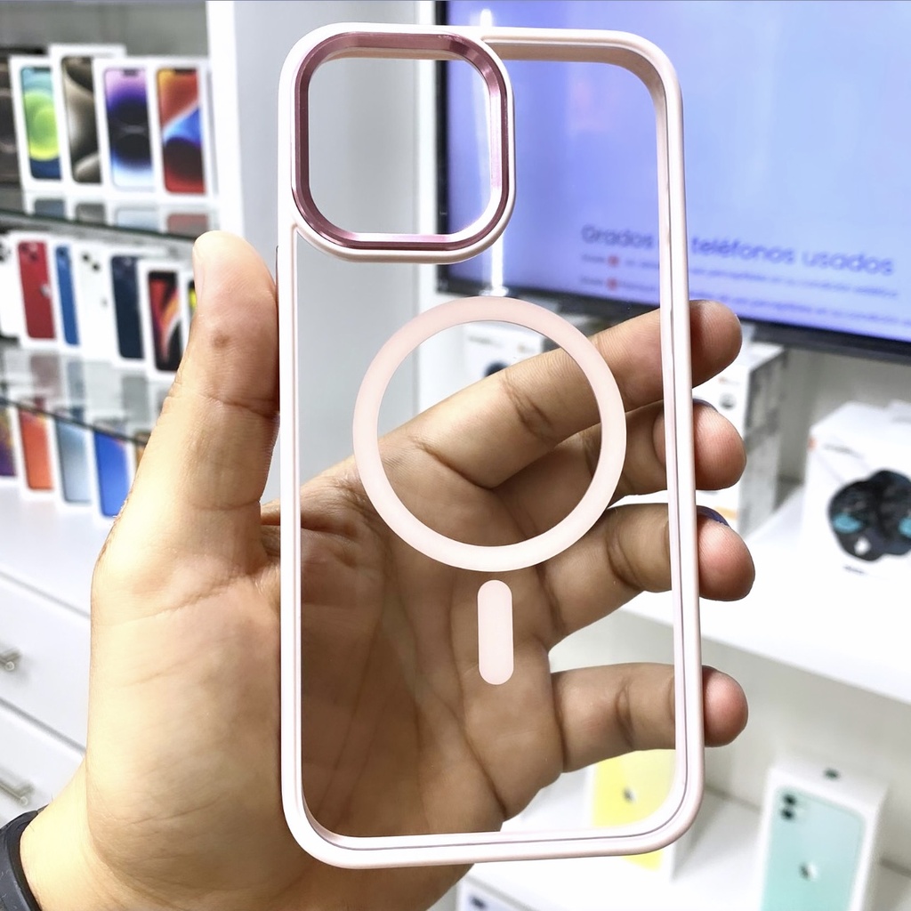 CASE MAGSAFE CLEAR CON BORDE PINK IPHONE 13 PRO MAX 
