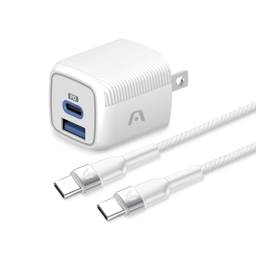 CARGADOR ARGOMTECH VOLTA P40 38W + CABLE TIPO C 1,8M  DOBLE PUERTO TIPO C/USB 