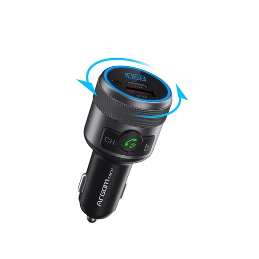 CARGADOR CARRO ARGOMTECH KIT MANOS LIBRES  SPECTRO T1 BT CON DOS PUERTOS DE CARGA RÁPIDA (PD + Q