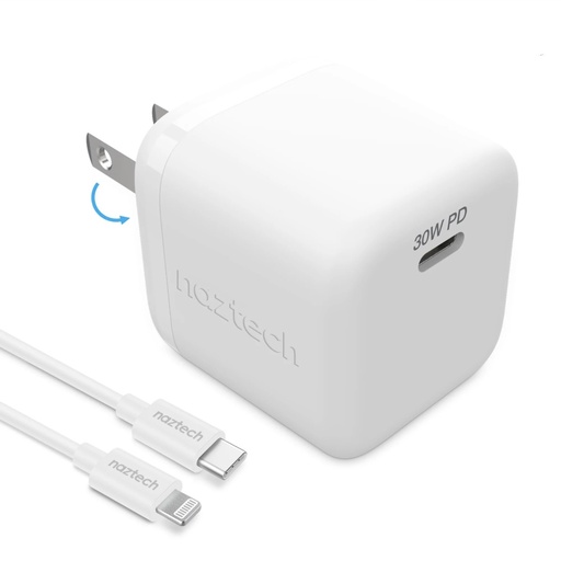 CARGADOR NAZTECH 30W + CABLE TIPO C BLANCO