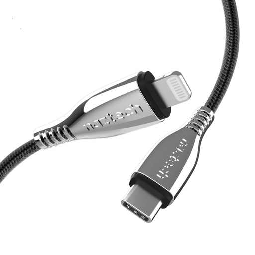 CABLE NAZTECH NYLON TIPO C - LIGHTNING 1.8M NEGRO