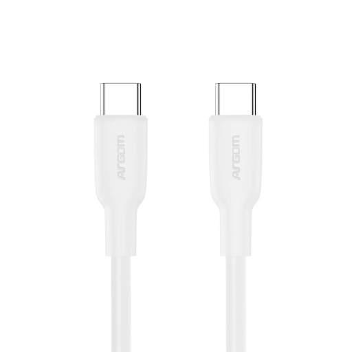 CABLE ARGOMTECH DE SILICONA TIPO C A TIPO C DE 65 W DE 1,8 M - DURA FLEX BLANCO