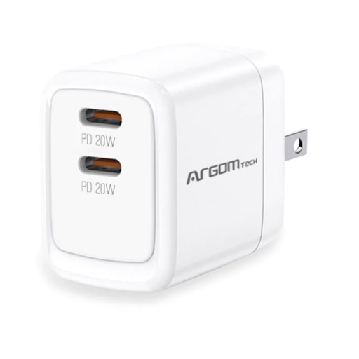 CARGADOR ARGOMTECH 40W DOBLE PD TIPO C  