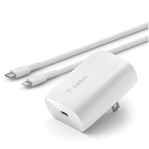 CARGADOR BELKIN 20W + CABLE TIPO C - LIGHTNING 