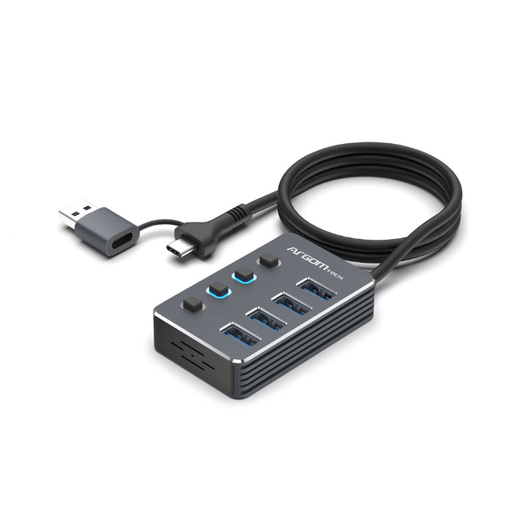 CONCENTRADOR USB 3.0 TIPO C/USB 3.0 2 EN 1 DE ONE AXESS CON 4 PUERTOS USB 3.0 Y CONMUTADORES